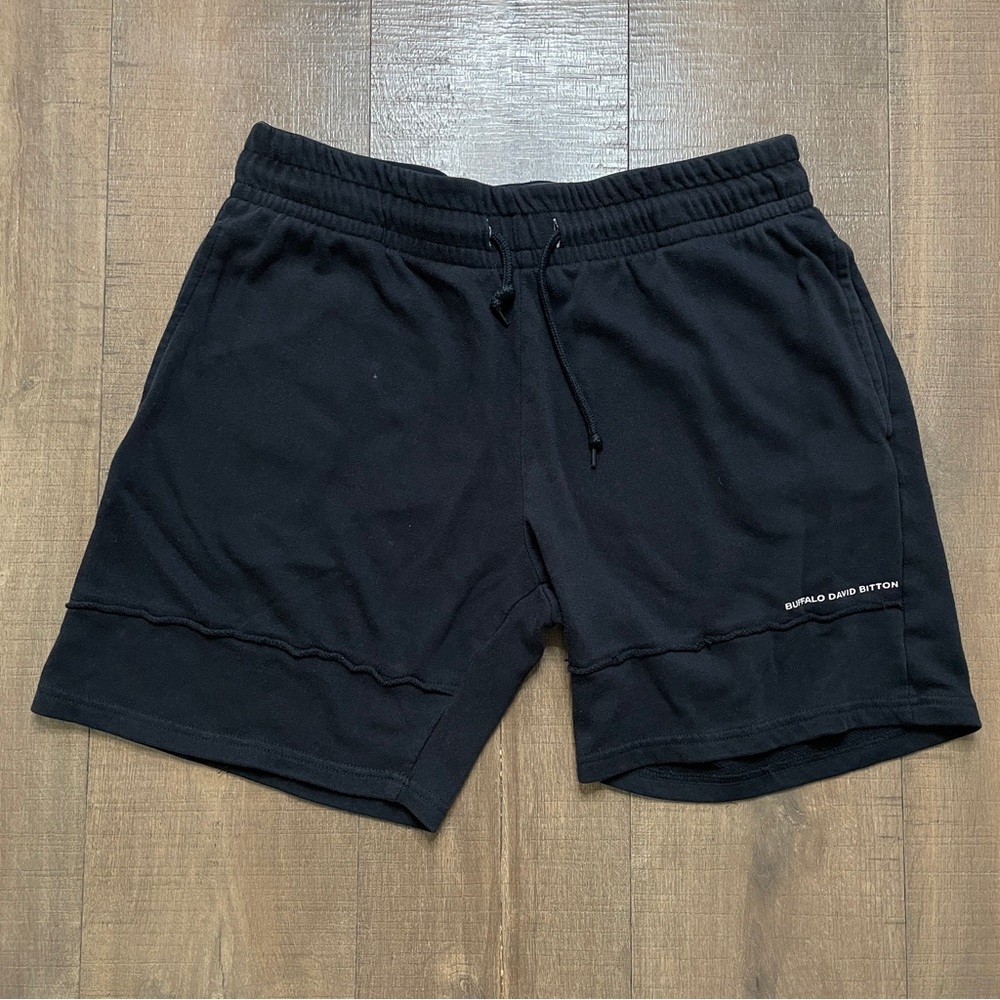 Buffalo David Bitton Mens Jogger Shorts XL Black Drawstring Elastic Waist Logo